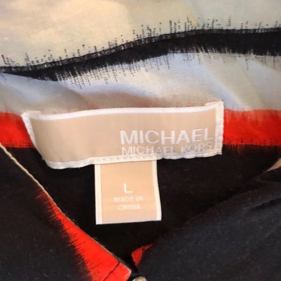MICHAEL KORS COLOR BLOCK SYRIPE BLOUSE LARGE - Picture 3 of 3